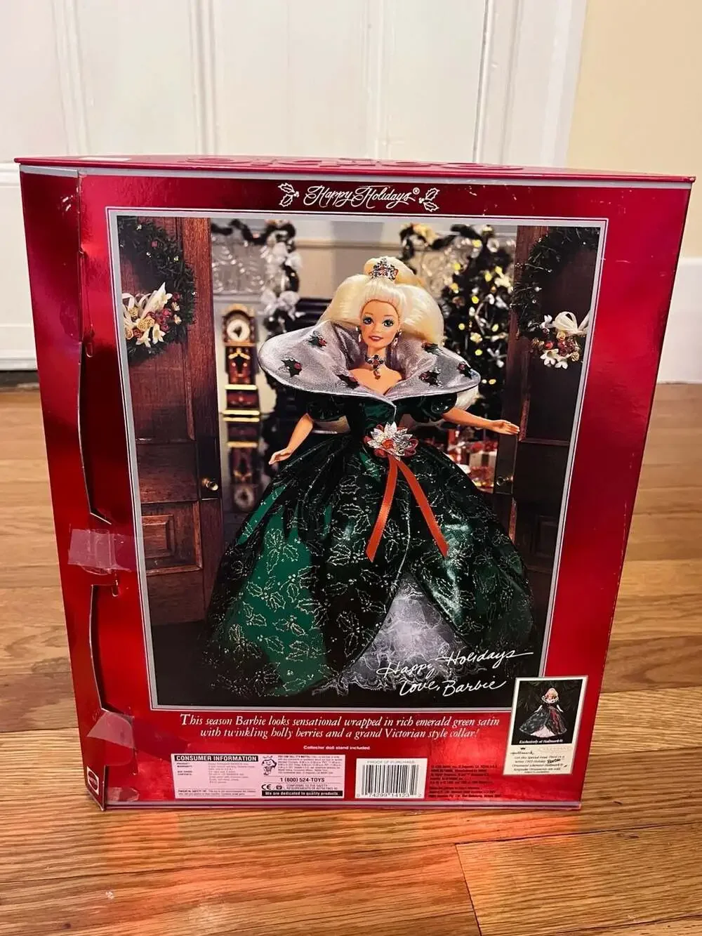 1995 Special Edition Happy Holidays Barbie Doll in Emerald Green Gown